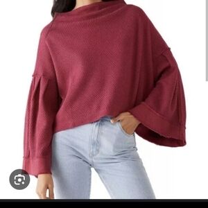 We The Free Cropped Boa Mock Neck Sweater